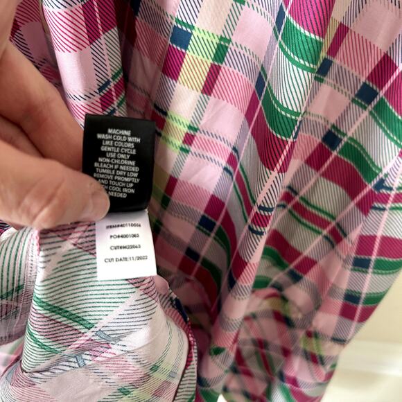 Torrid Midi Poplin Tiered Ruffle Dress Size 1X Plus Plaid Pink Pastel Preppy NWT - Picture 10 of 10